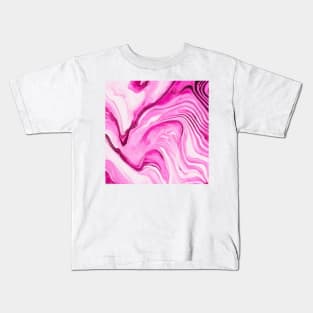 PINK AND WHITE LIQUID MARBLE DESIGN Kids T-Shirt